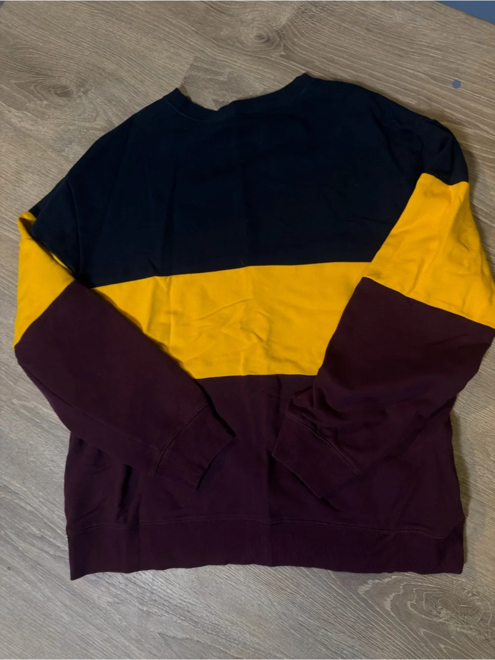 Original Use Colorblock Crewneck Sweatshirt in Black, Yellow & Burgundy
